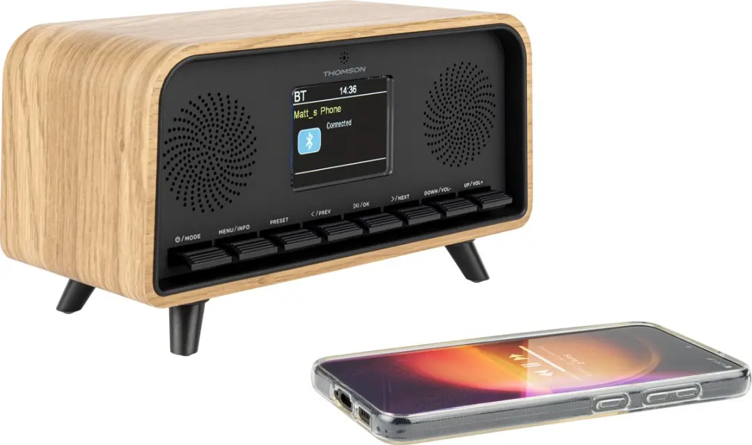 Thomson RT850DABBT Wekkerradio - Zwart en Hout - afbeelding 3 van 6
