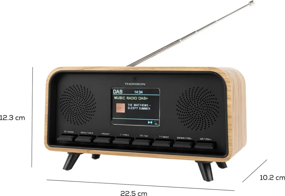 Thomson RT850DABBT Wekkerradio - Zwart en Hout - afbeelding 2 van 6