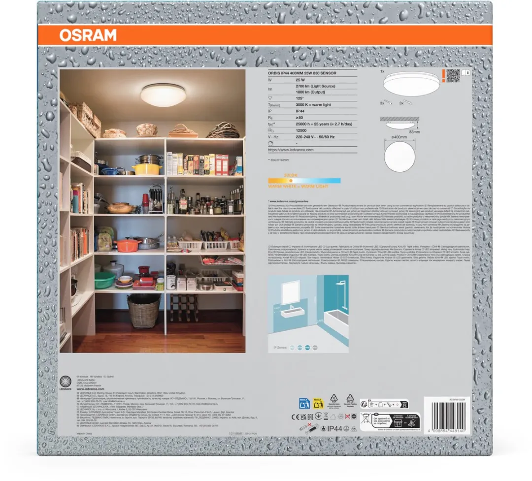 Osram Orbis Sensor Plafondlamp 400mm - IP44 - Warm Wit