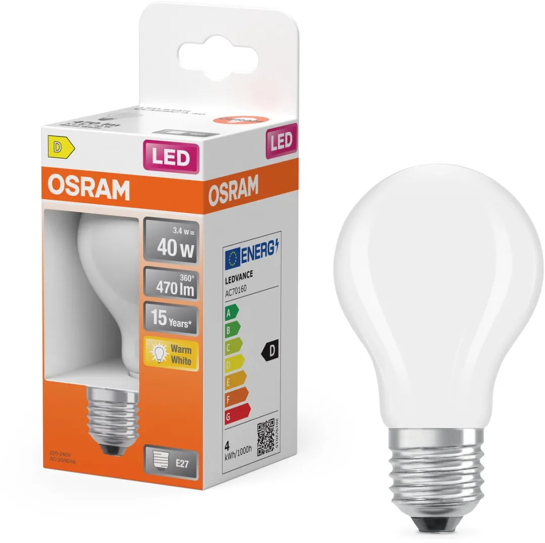 Osram LED-lamp Stervorm A40 Filament 3,4W - 470lm Warm Wit Mat E27