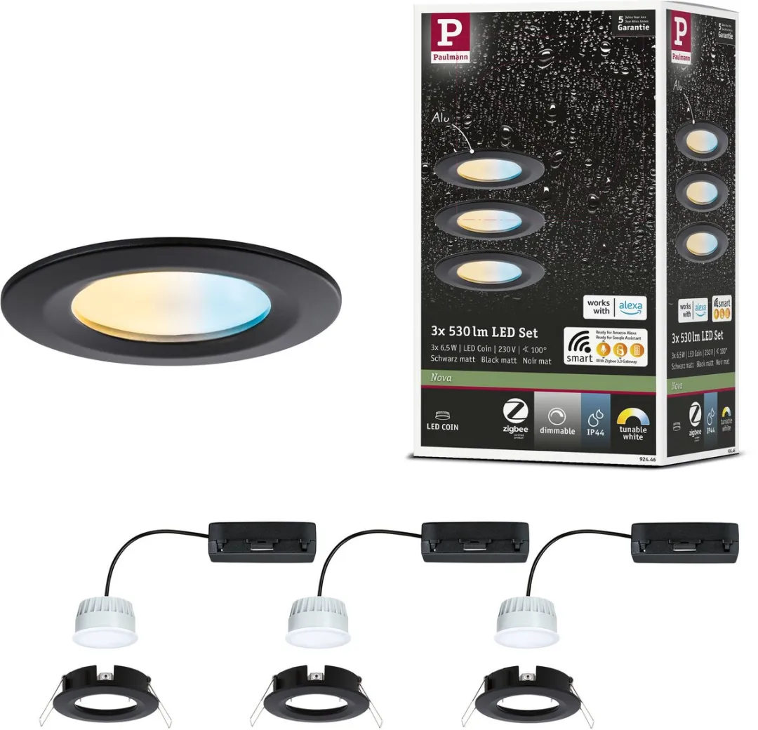 Paulmann Nova Coin LED-inbouwlamp 3x530lm Tunable White 78mm