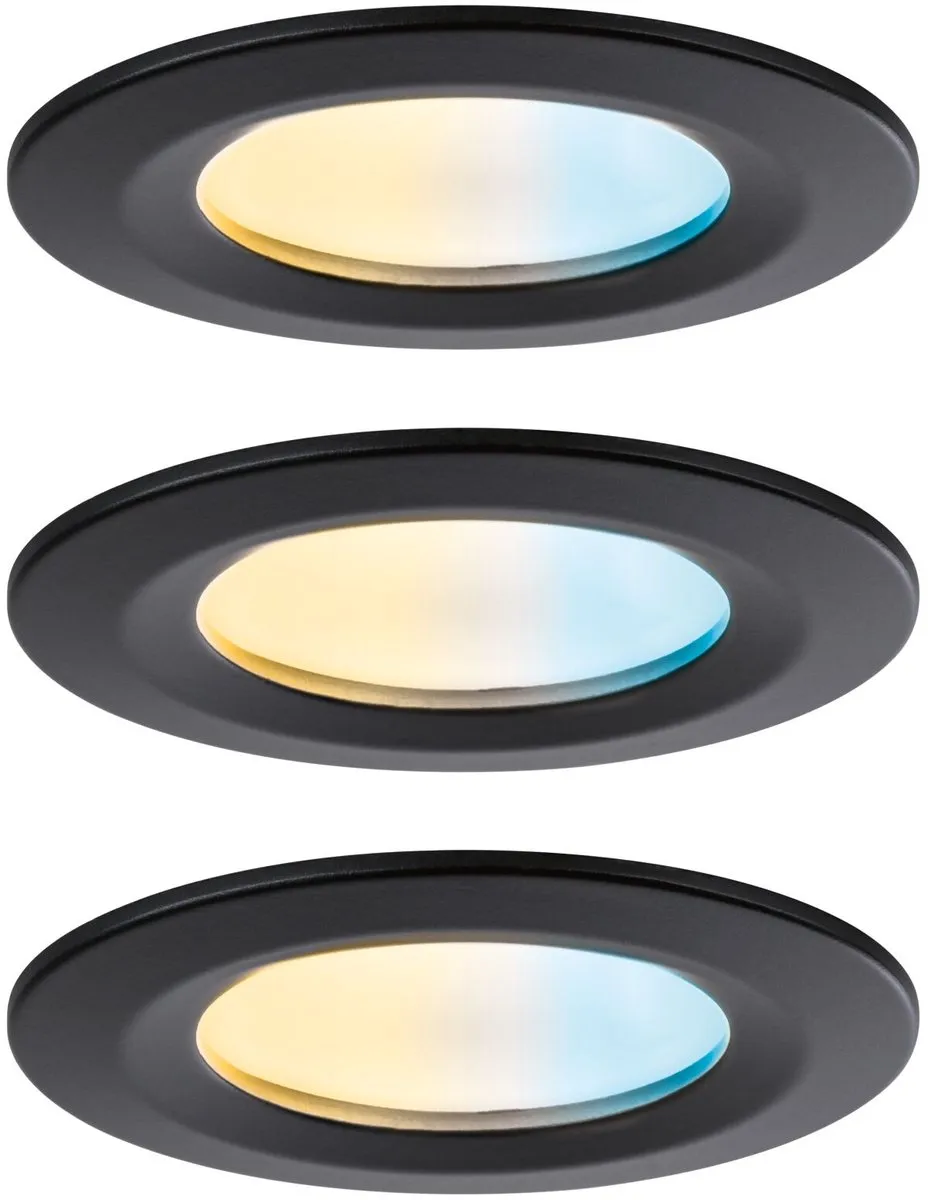 Paulmann Nova Coin LED-inbouwlamp 3x530lm Tunable White 78mm - Zwart mat