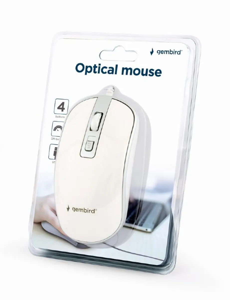 Gembird MUS-4B-06-WS Ambidextrous Muis - 1200 DPI - Wit