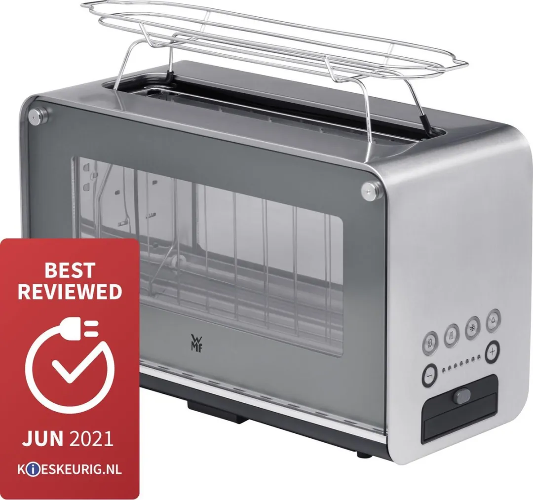 WMF Lono Glazen Broodrooster 1300W - 2 Sandwiches - Zilver