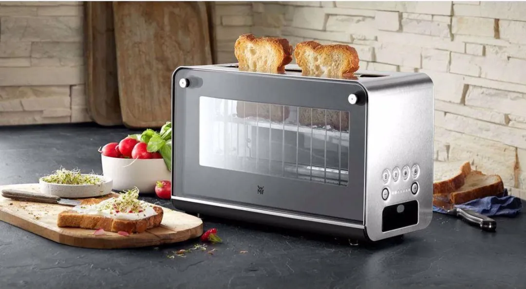 WMF Lono Glazen Broodrooster 1300W - 2 Sandwiches - Zilver