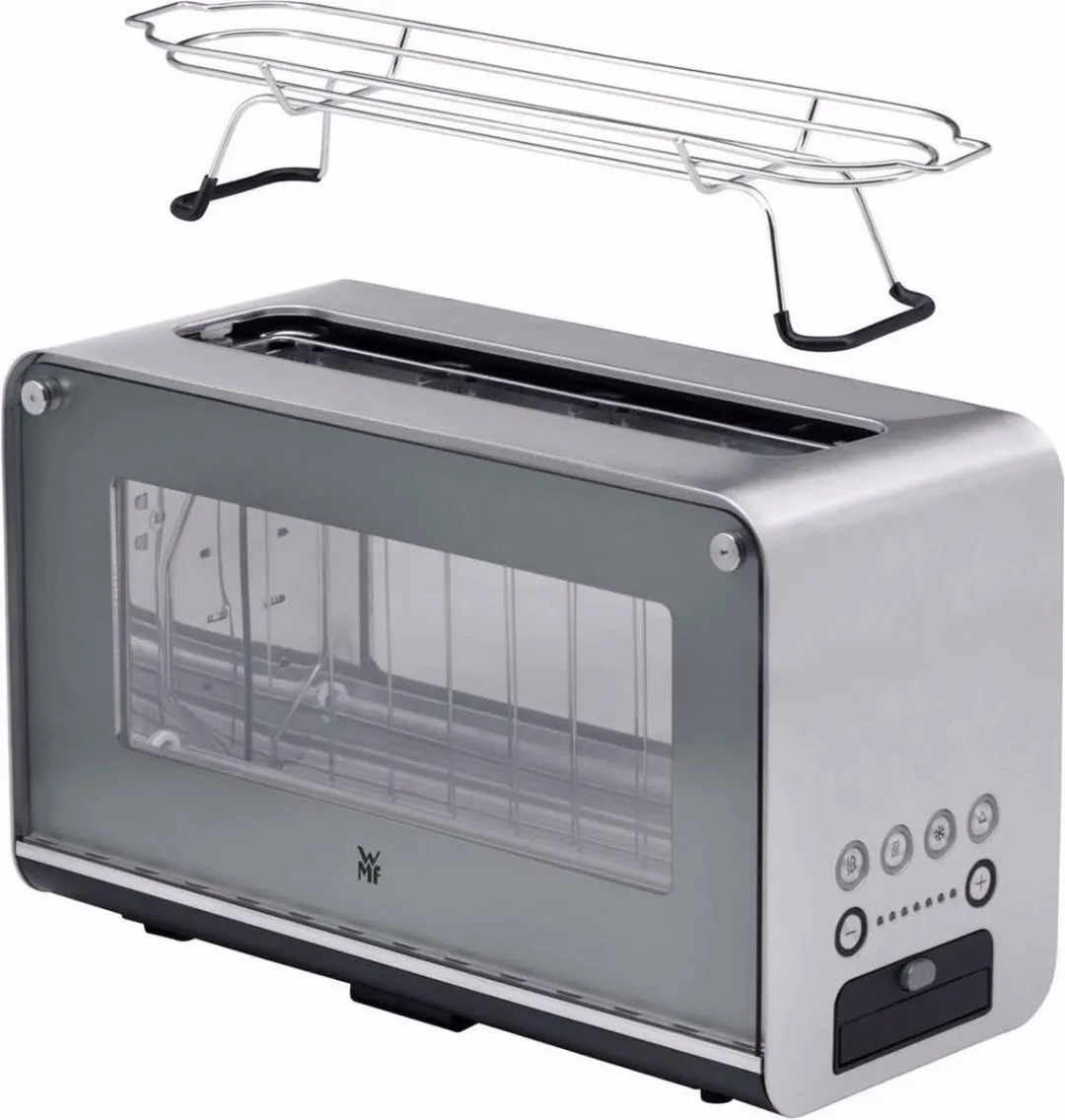WMF Lono Glazen Broodrooster 1300W - 2 Sandwiches - Zilver