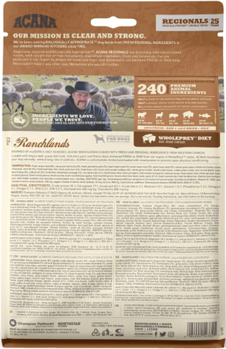 Acana Regionals Ranchlands Dog Rund&Lam&Varken - Hondenvoer - 6 kg