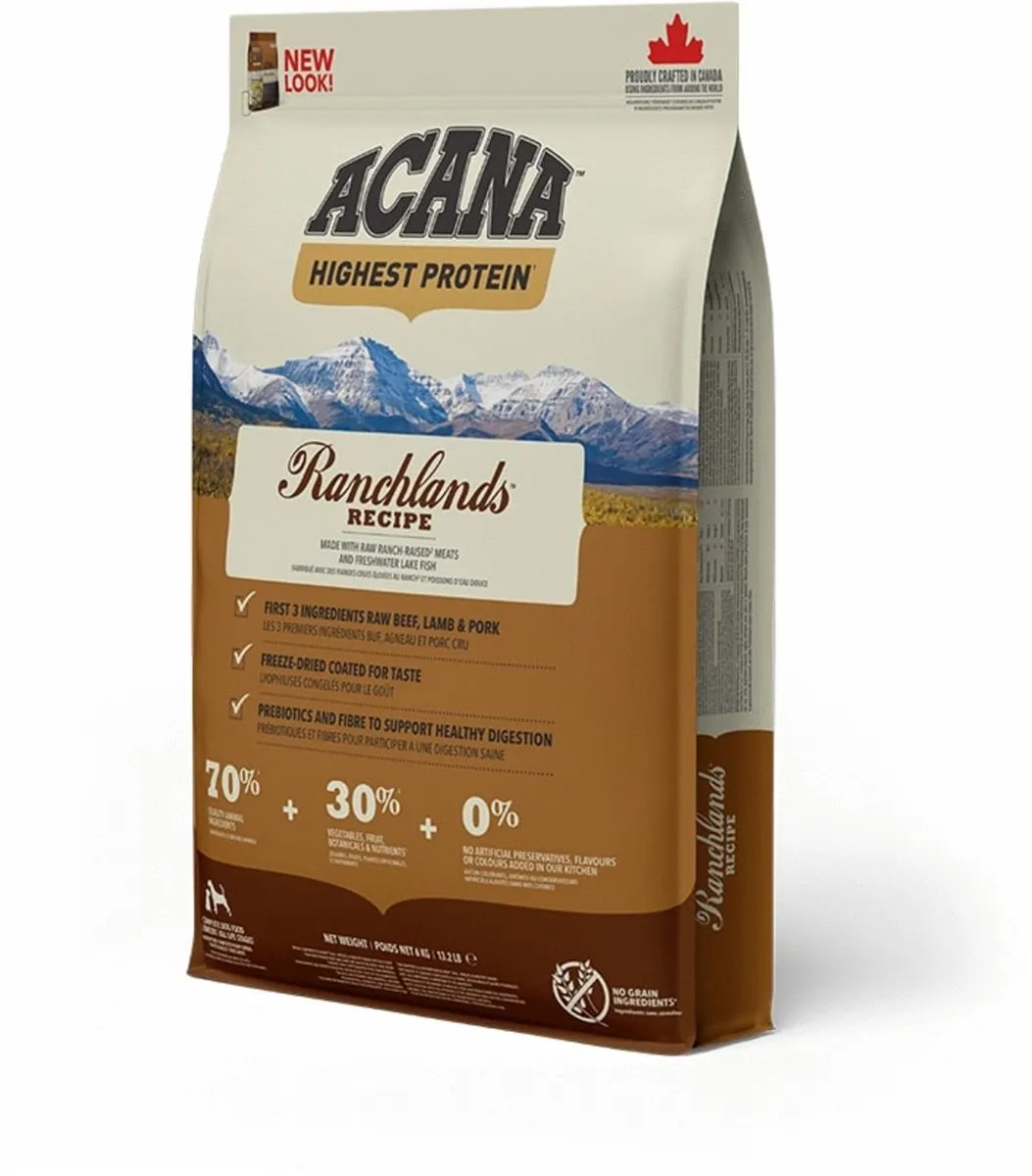 Acana Regionals Ranchlands Dog Rund&Lam&Varken - Hondenvoer - 6 kg