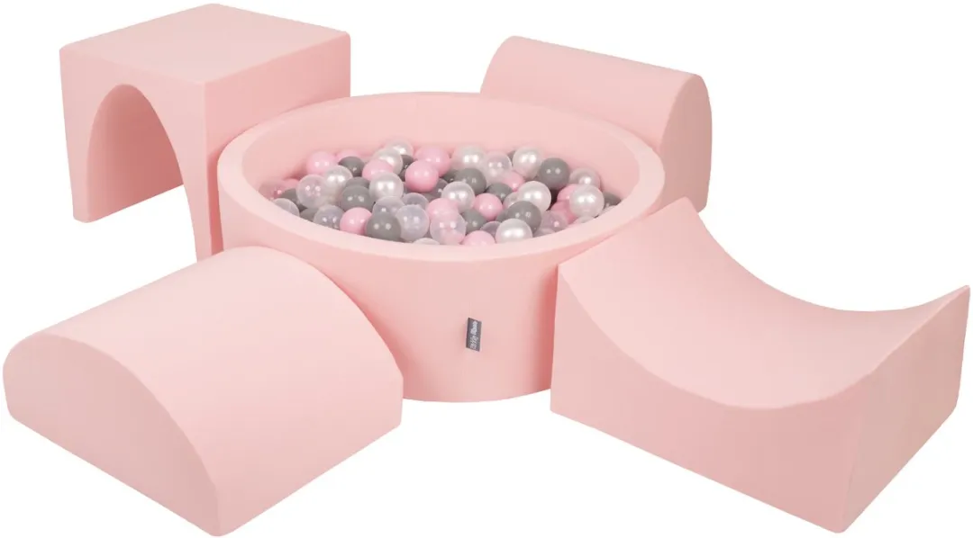 KiddyMoon Schuimspeelplaats Ballenbad 200 Ballen - 438129 - Roze/Parelmoer/Grijs/Transparant