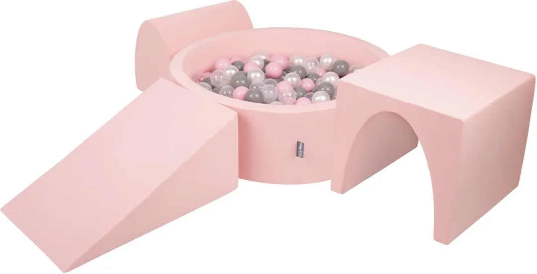 KiddyMoon Schuimspeelplaats Ballenbad 200 Ballen - 438129 - Roze/Parelmoer/Grijs/Transparant