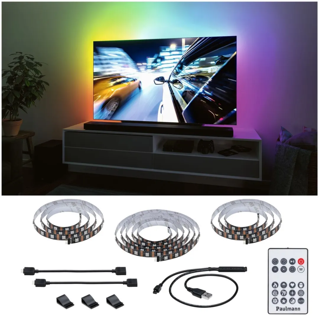 Paulmann EntertainLED USB LED Strip TV-verlichting 3,1m RGB - Zwart