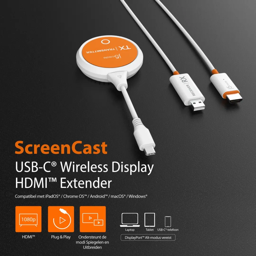 j5create JVAW62-N ScreenCast Draadloze HDMI Extender - USB-C - afbeelding 6 van 6