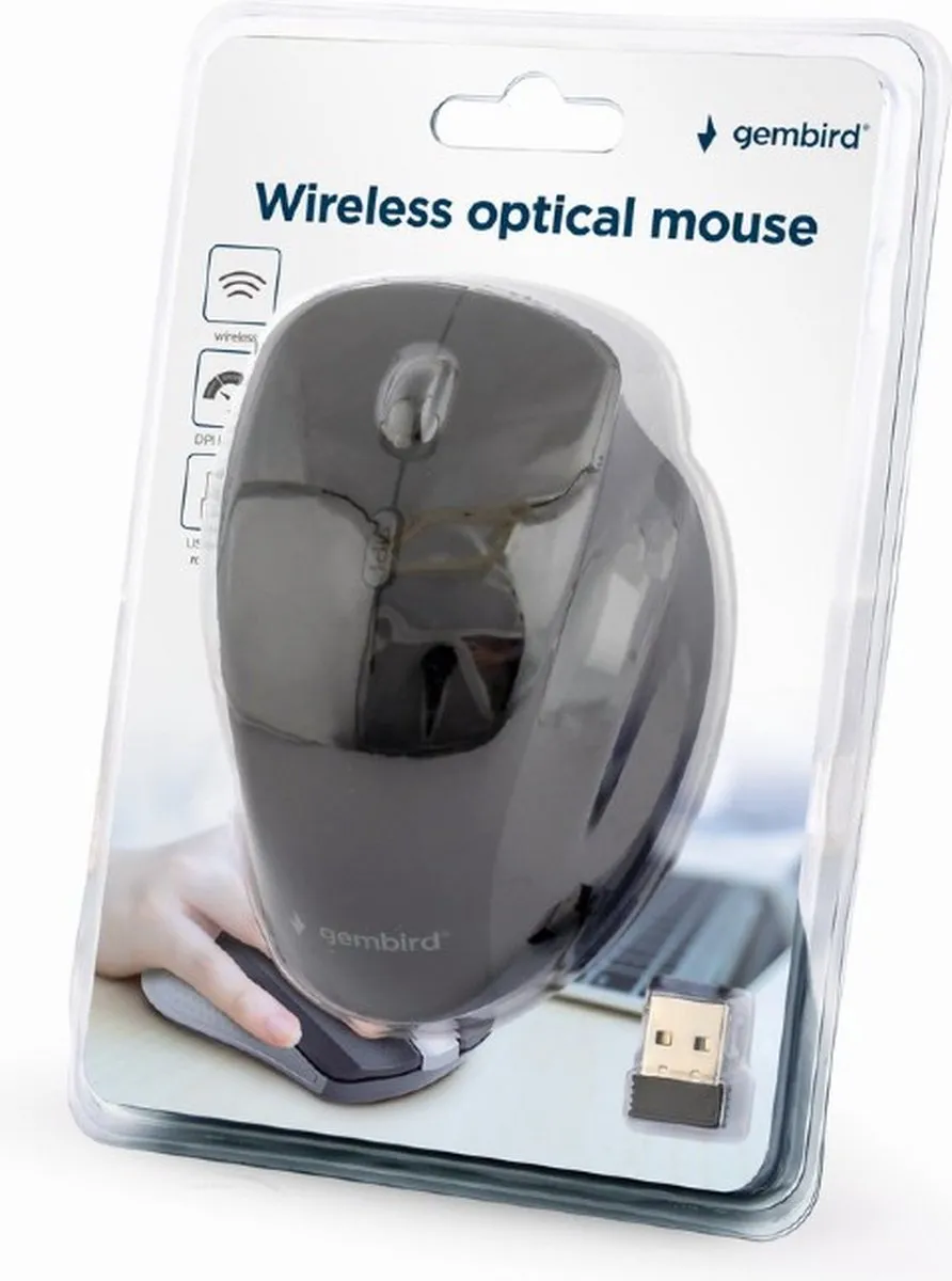 Gembird MUSW-6B-02 Draadloze Optische Muis 1600dpi - Zwart - afbeelding 6 van 6