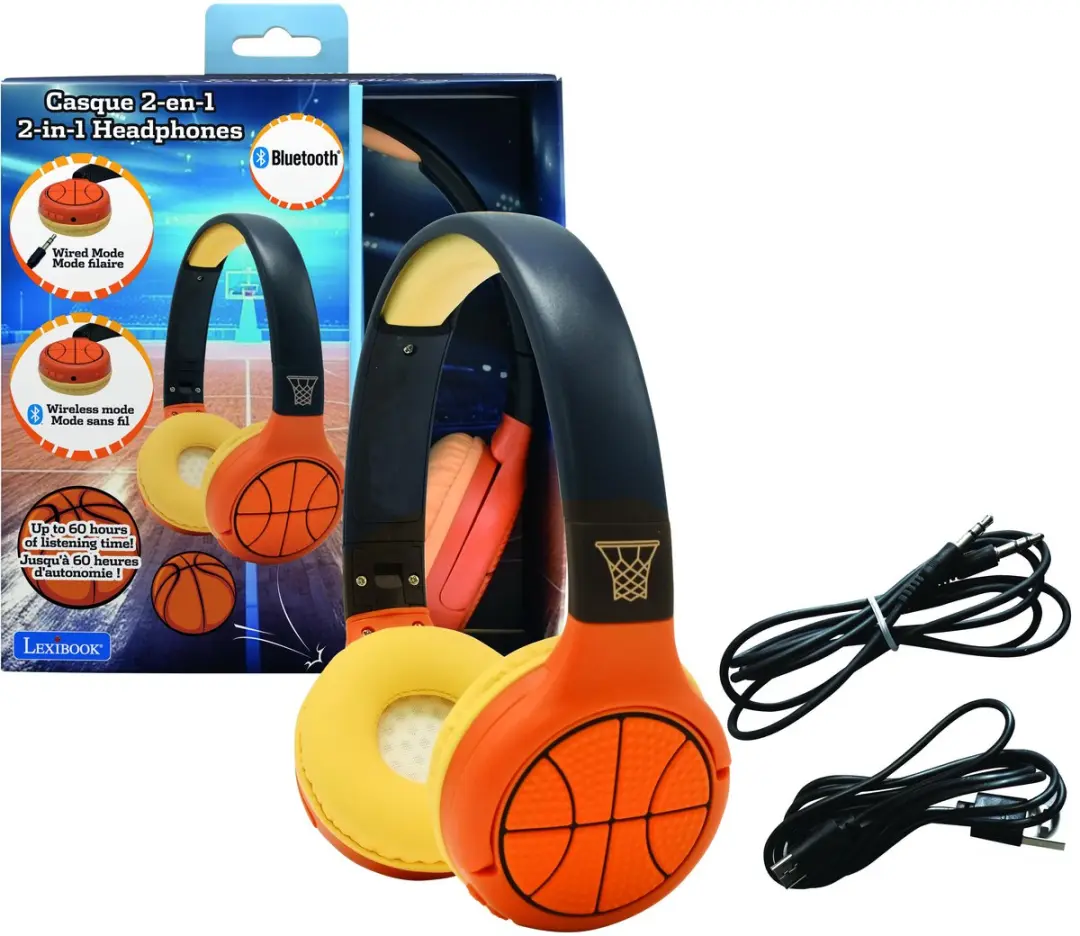 Lexibook HPBT010BA 2-in-1 Basketbal Koptelefoon - Oranje - afbeelding 3 van 6