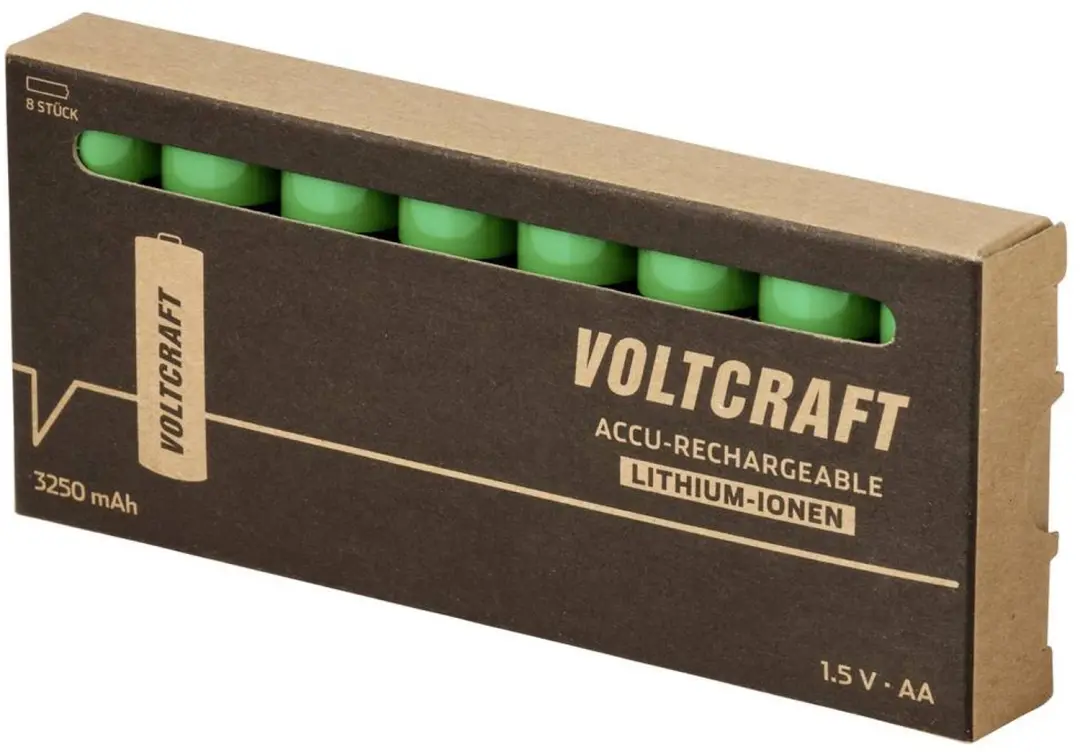 Voltcraft Oplaadbare AA Batterij Li-ion 3250 mAh - 8 stuks - afbeelding 3 van 4