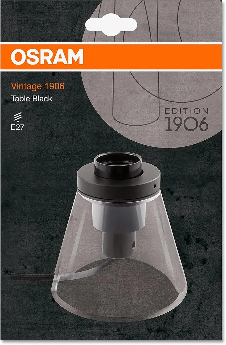 Osram Vintage 1906 Tafellamp E27 - Zwart/Transparant - afbeelding 6 van 6