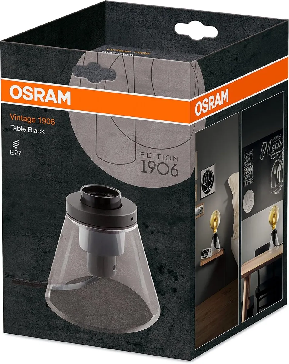 Osram Vintage 1906 Tafellamp E27 - Zwart/Transparant