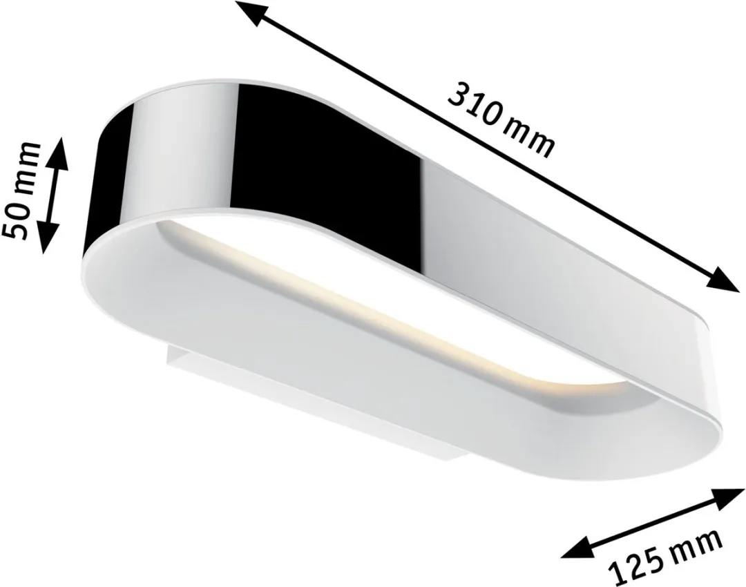 Paulmann LED Wandlamp Agena IP44 - 1200lm 2700K - Chroom/Wit mat - afbeelding 6 van 6
