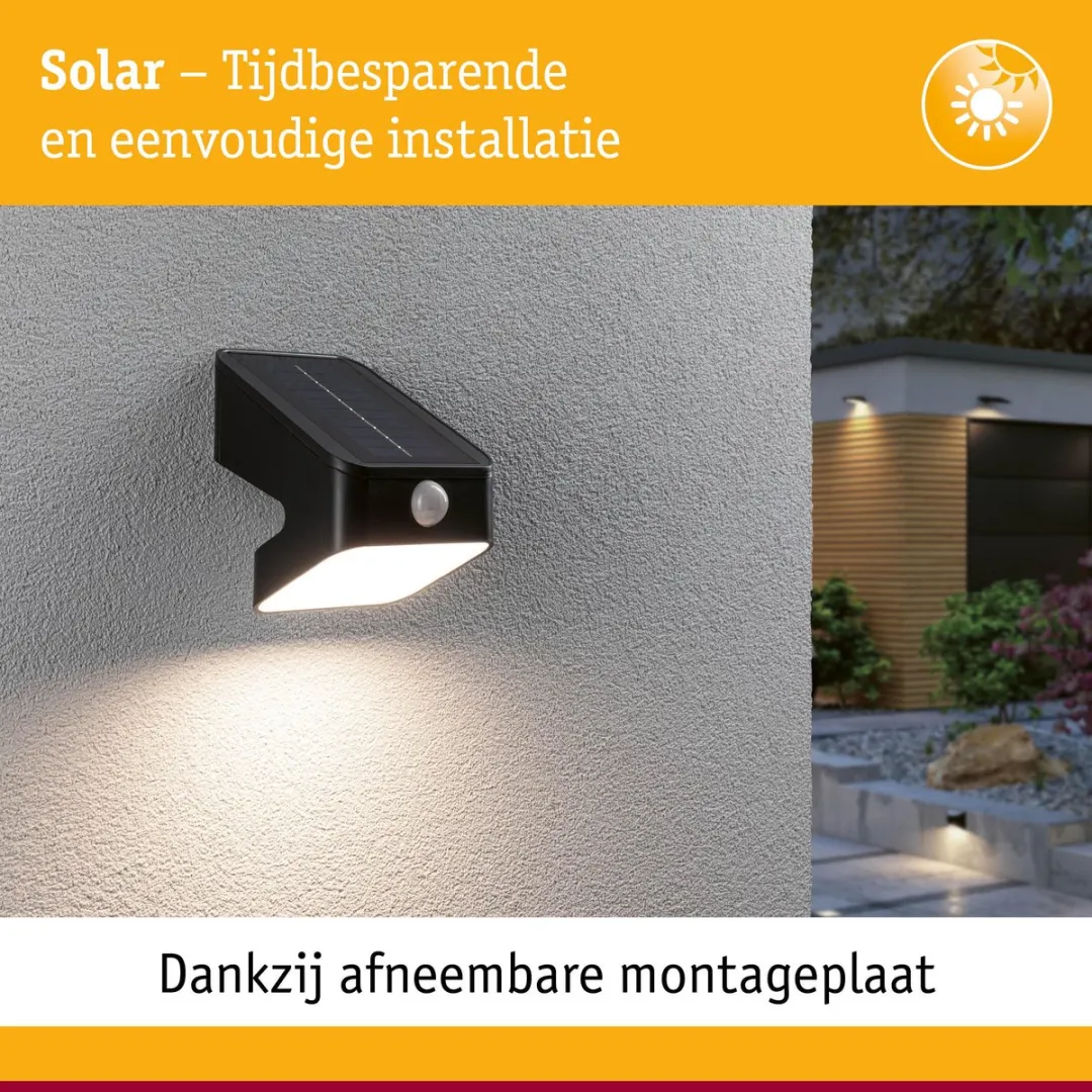 Paulmann Solar LED Wallwasher Lesly Schemergestuurd 5,5W 400lm - Antraciet