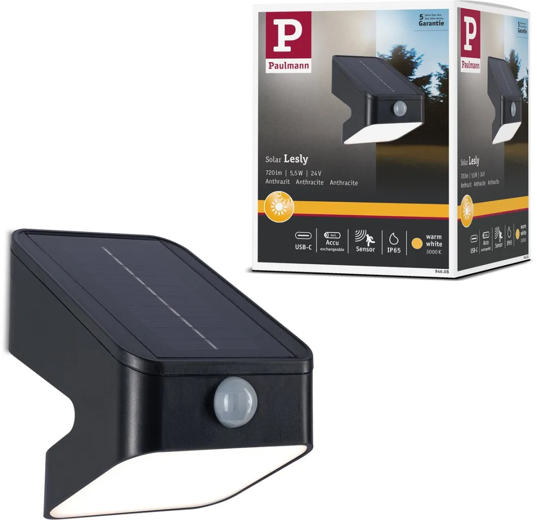 Paulmann Solar LED Wallwasher Lesly Schemergestuurd 5,5W 400lm