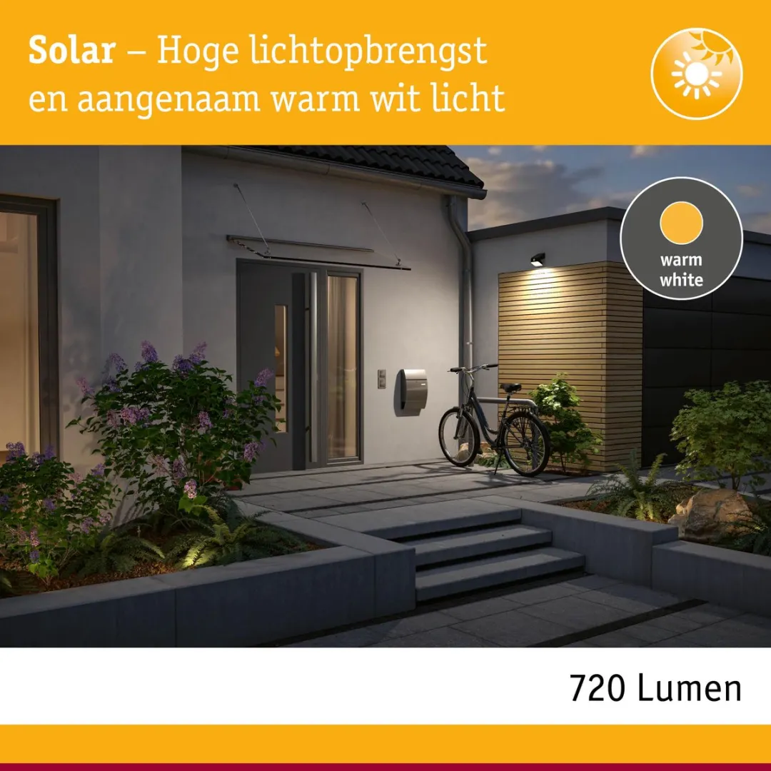 Paulmann Solar LED Wallwasher Lesly Schemergestuurd 5,5W 400lm - Antraciet - afbeelding 6 van 6