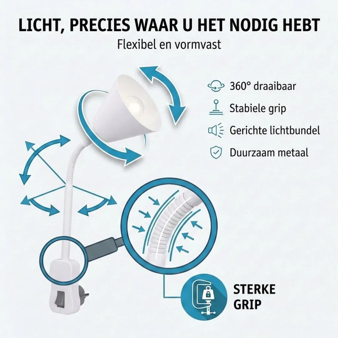 Paulmann Junus Flexarm Stekkerlamp E14 - 20W - Wit
