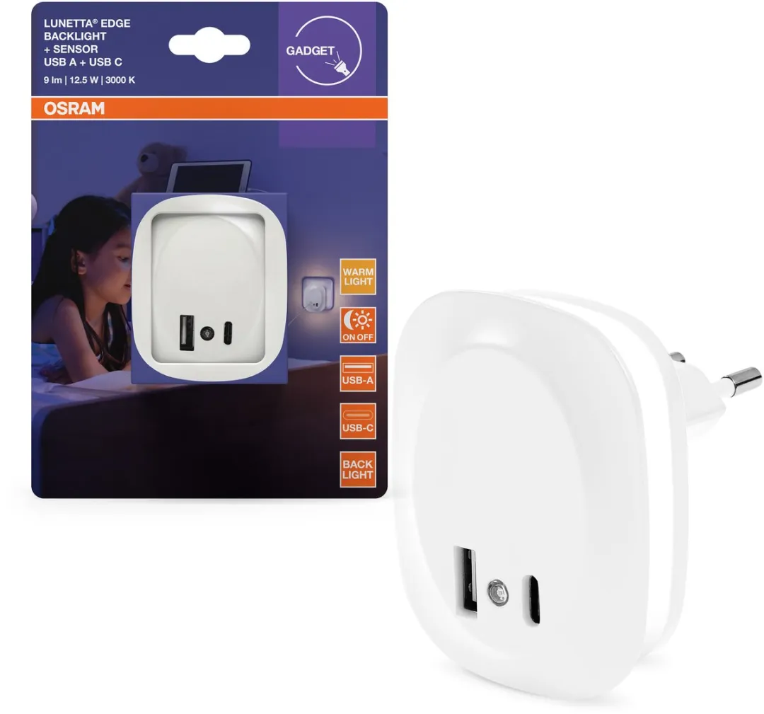 Osram Lunetta Edge Sensor 830 USB A C Nachtlamp - Wit 3000K