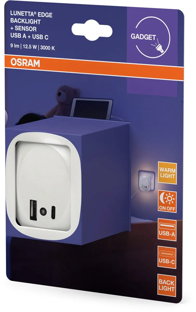 Osram Lunetta Edge Sensor 830 USB A C Nachtlamp - Wit 3000K