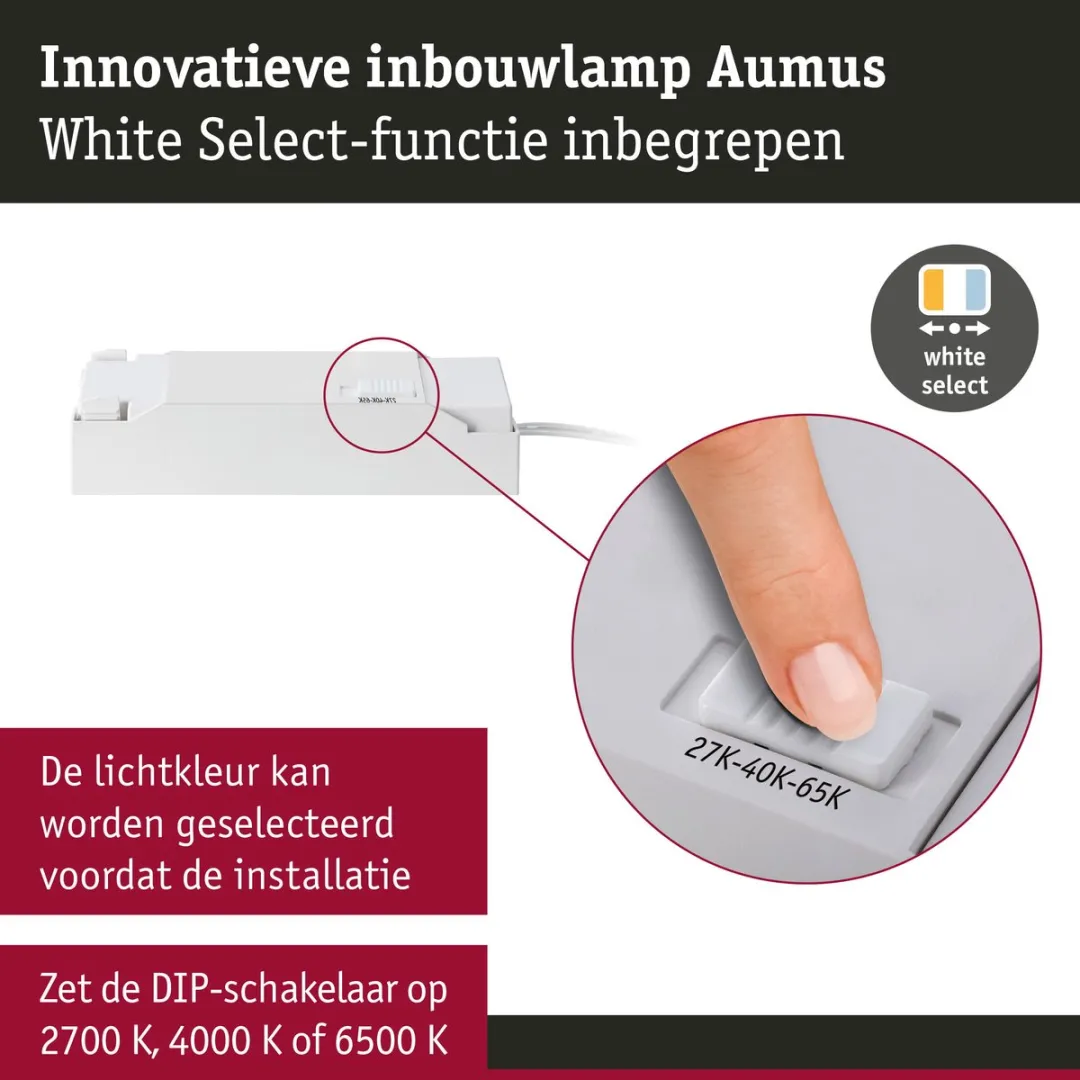 Paulmann LED-inbouwlamp White Select Aumus 105mm 5W 700lm - Wit