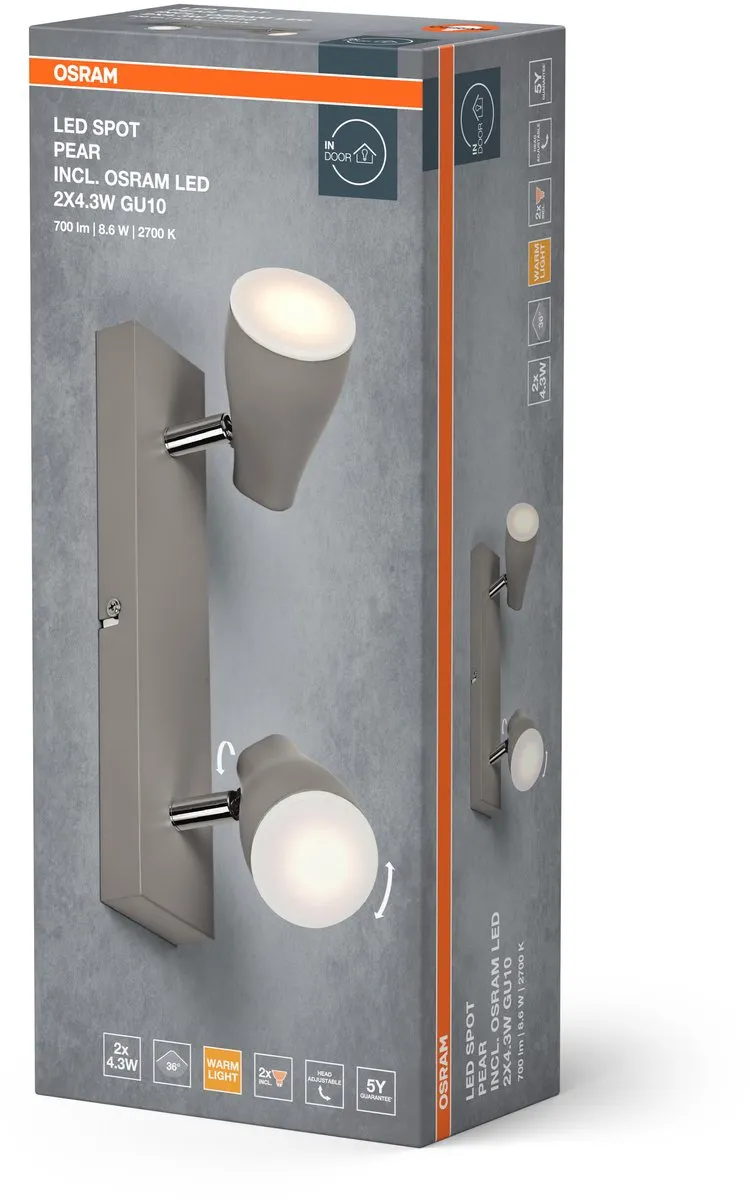Osram LED Spot Pear Plafondspot 8,6W 420lm GU10 - Grijs