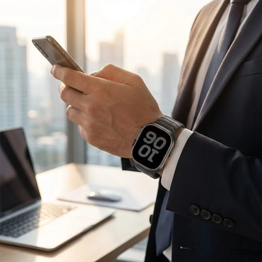 NUVEX Kolenzwart Siliconen Horlogebandje - Apple Watch 38-42mm