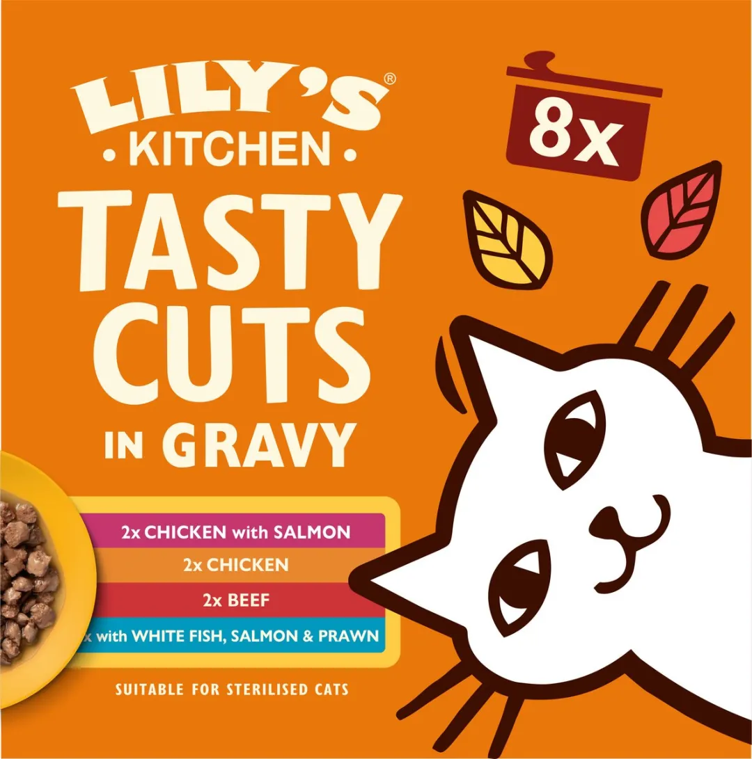 Lily's Kitchen - Kattenvoer - Natvoer - Heerlijke Stukjes in Saus Kip Rund Zeevis & Zalm - 6 x 8 x 85g