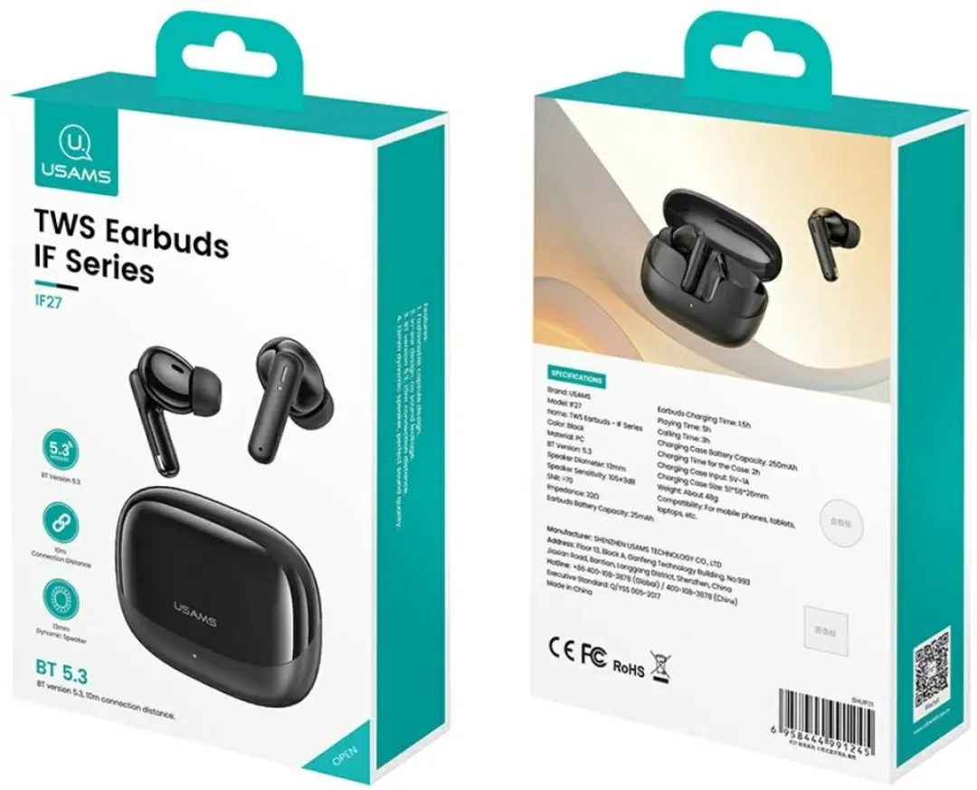 USAMS IF27 Bluetooth TWS Koptelefoon - afbeelding 2 van 6