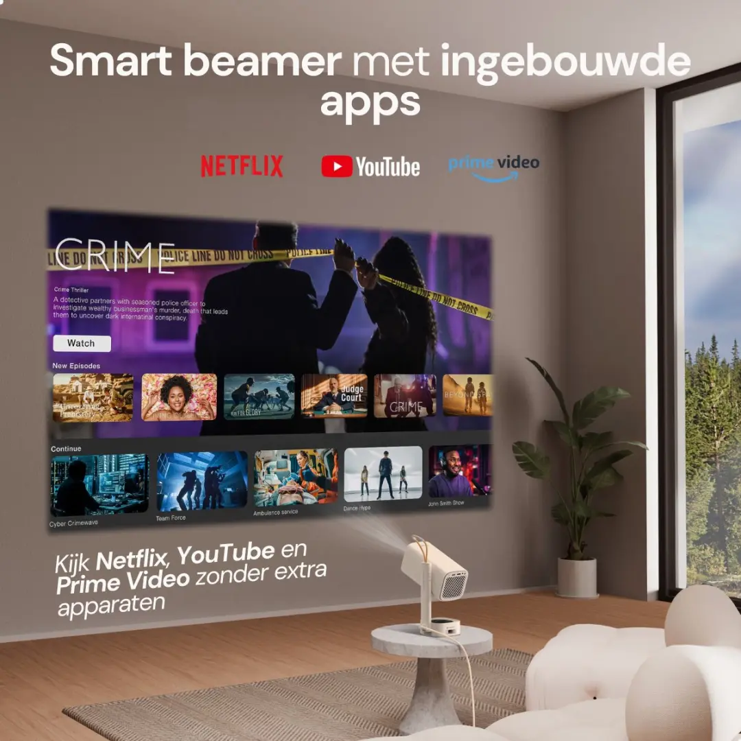 Yaber T1 Pro Mini Beamer Full HD - Beige - afbeelding 3 van 6