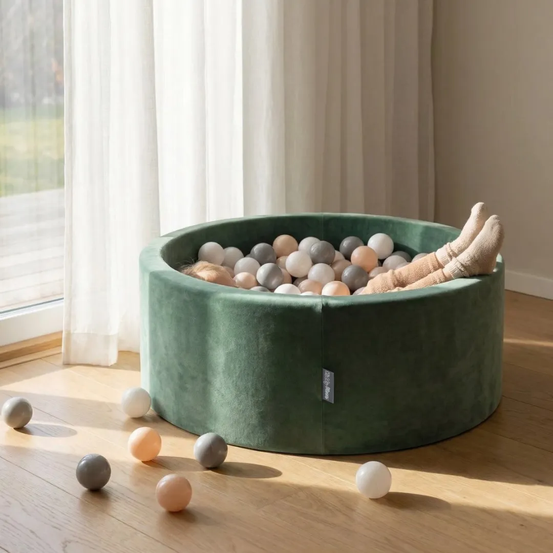 KiddyMoon Ballenbak Rond 90x30cm - 200 Stuks - Bosgroen