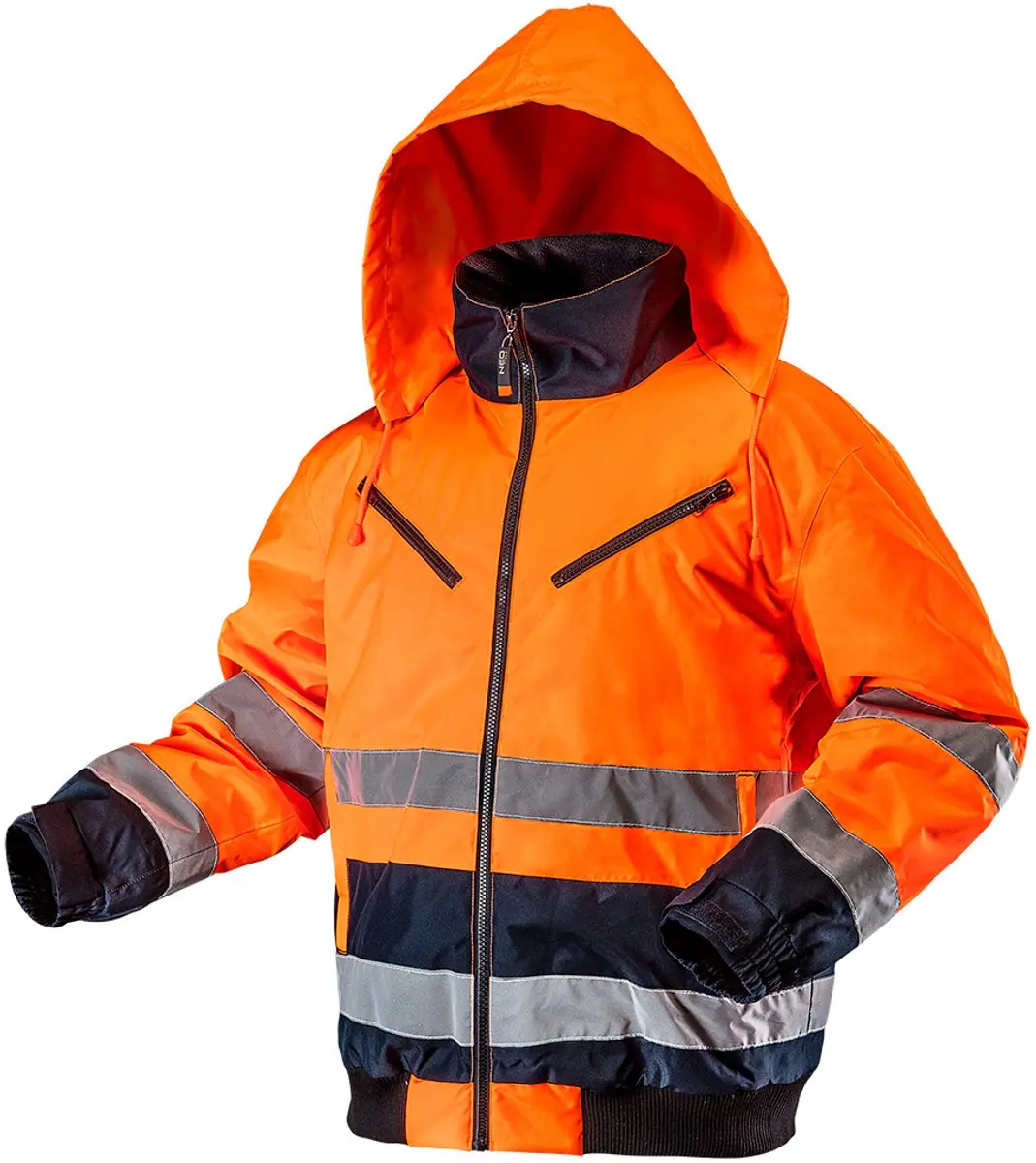 Neo Tools Hi-Vision Gevoerde Werk Jas Flu Oranje L/52 Donkere Stof Water En Wind