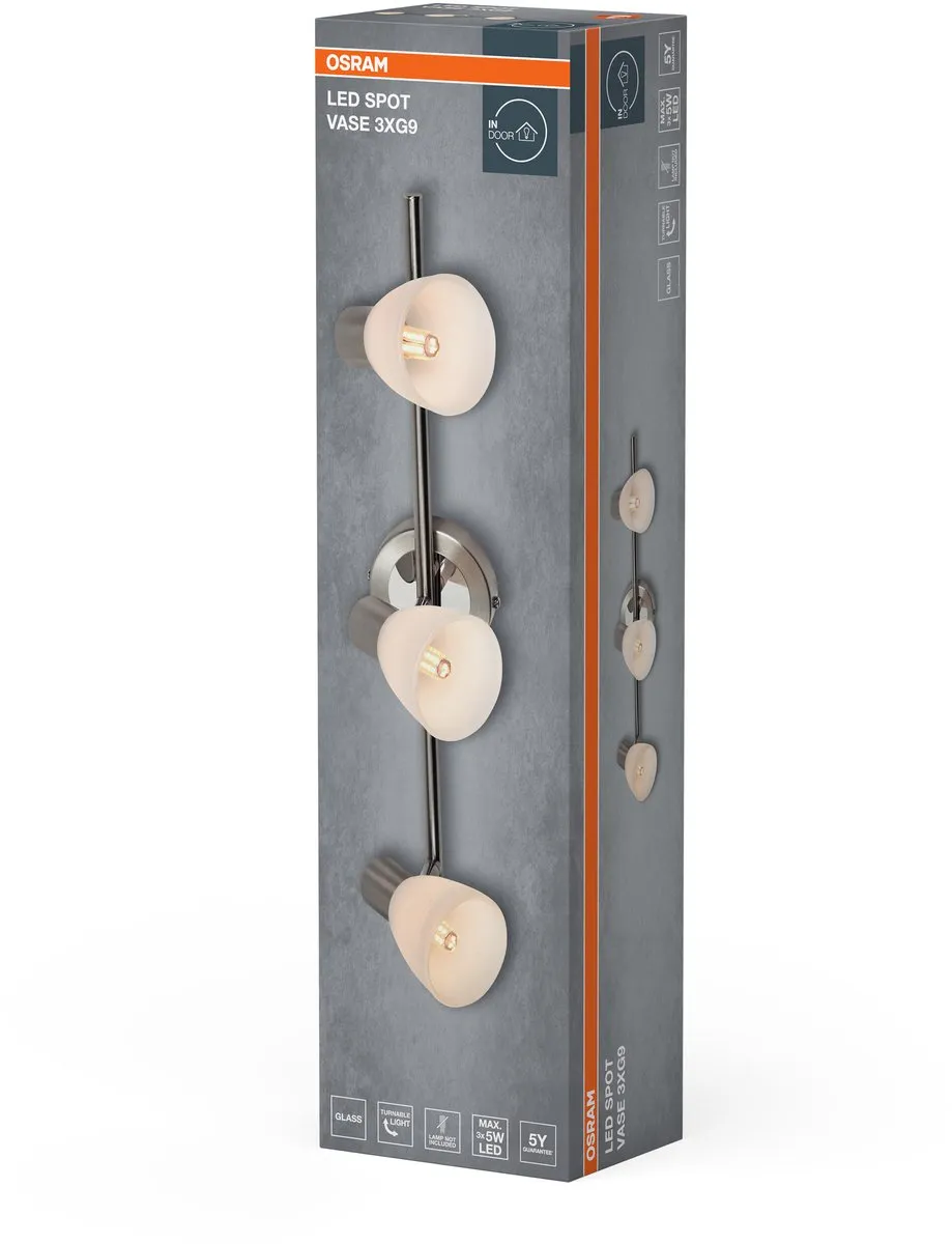 Osram LED Spot Vase Plafondspot 3xG9 - Geborsteld nikkel