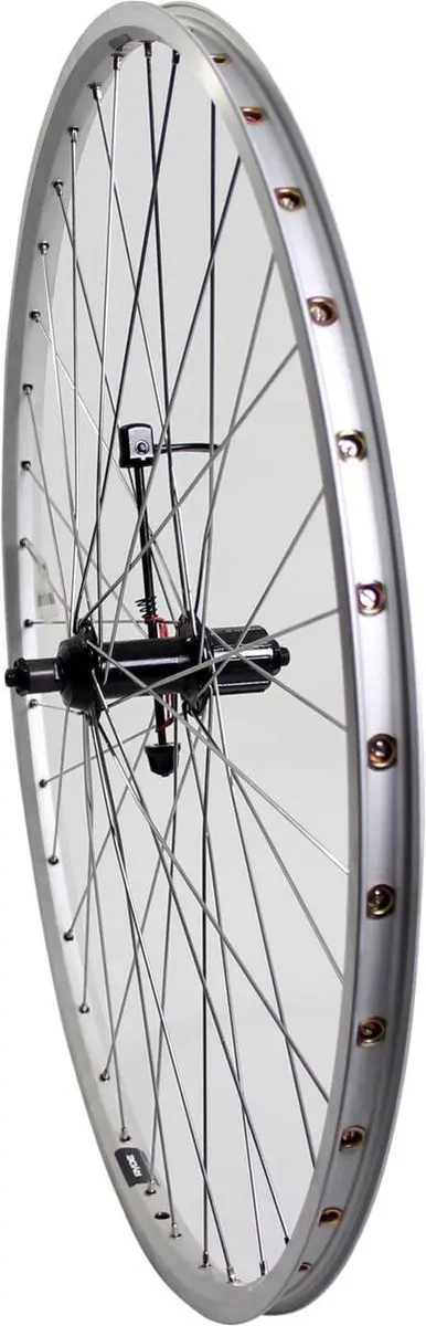 Roland achterwiel 28 uitval cass 7v ZAC19 zilver RVS spk