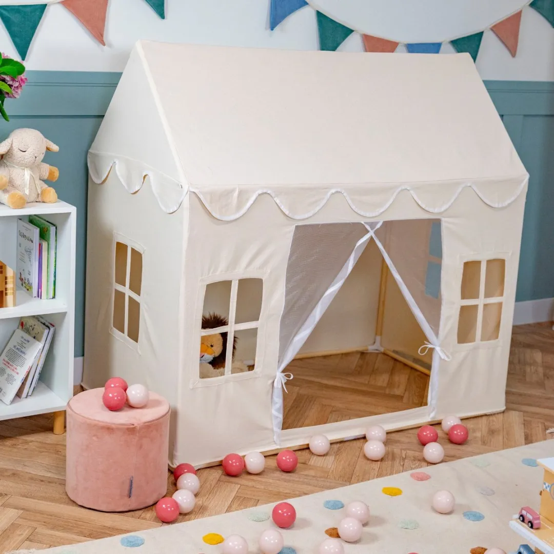 KiddyMoon Speelhuis Kindertent 400 Ballen - Pastel Beige/Wit/Goud