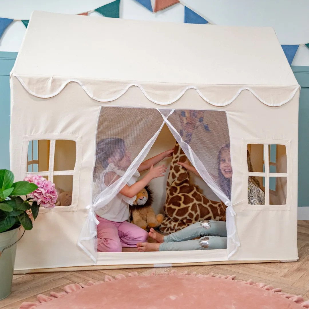 KiddyMoon Speelhuis Kindertent 400 Ballen - Pastel Beige/Wit/Goud