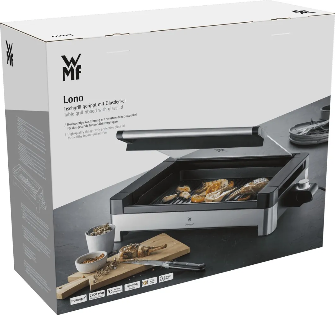 WMF Lono Tafelgrill 2200W - Glazen deksel - RVS - afbeelding 5 van 6