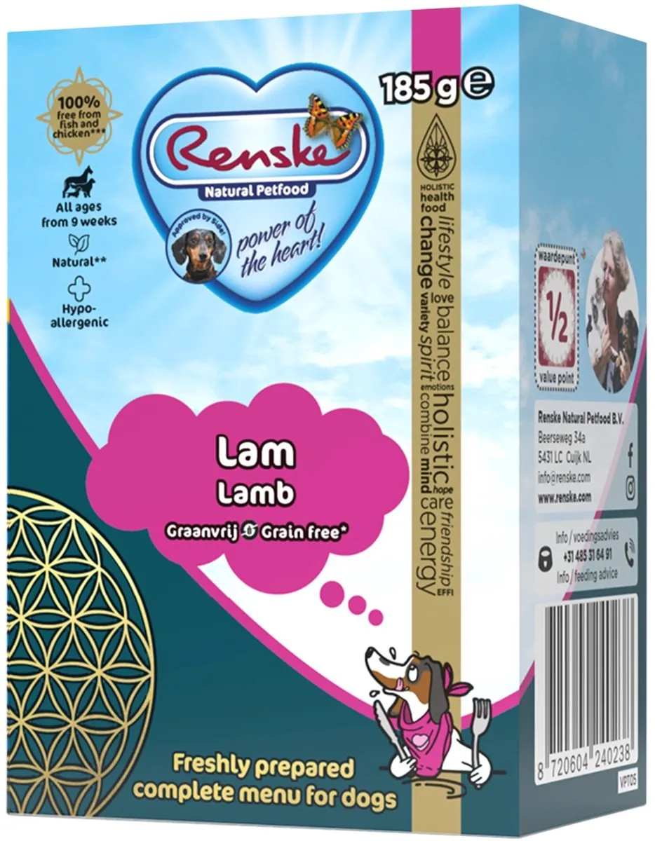 Renske Vers Graanvrij Hondenvoer Lam 375g