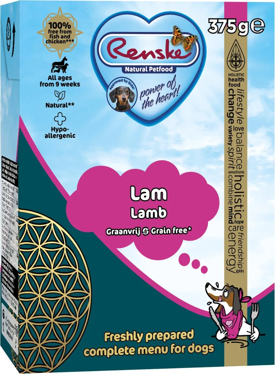 Renske Vers Graanvrij Hondenvoer Lam 375g