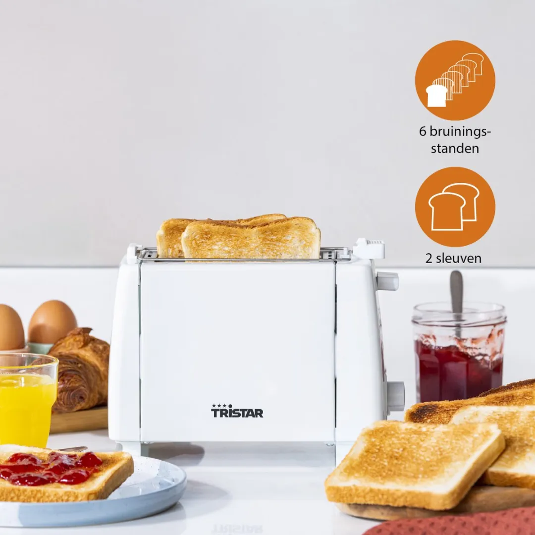 Tristar BR-1009 Broodrooster 750W - 2 Sleuven - Wit