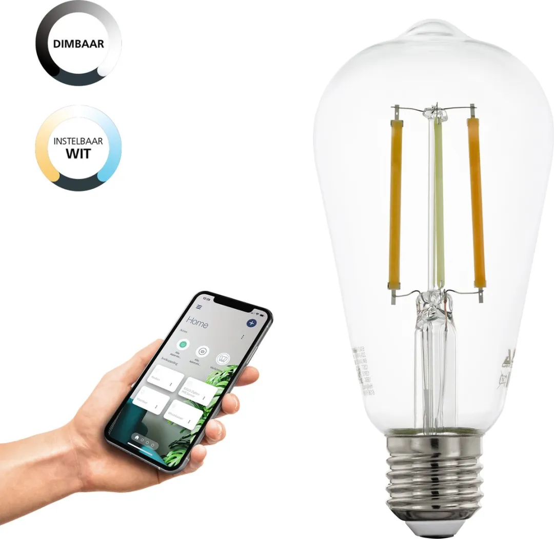 EGLO connect.z  Smart LED Lamp - E27 - Ø 6,4 cm - Instelbaar wit licht - Dimbaar - Zigbee