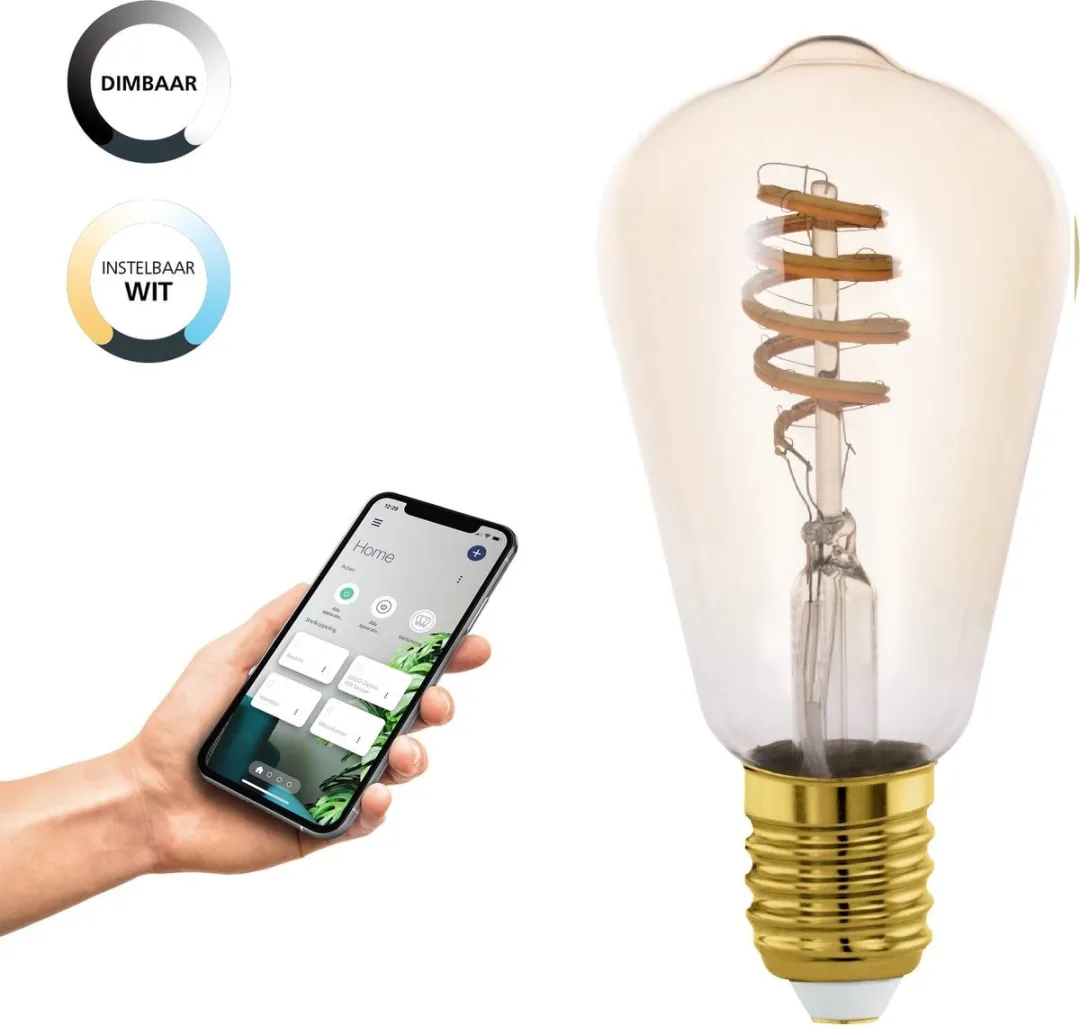 EGLO connect.z  Smart LED Lamp - E27 - Ø 6,4 cm - Instelbaar wit licht - Dimbaar - Zigbee