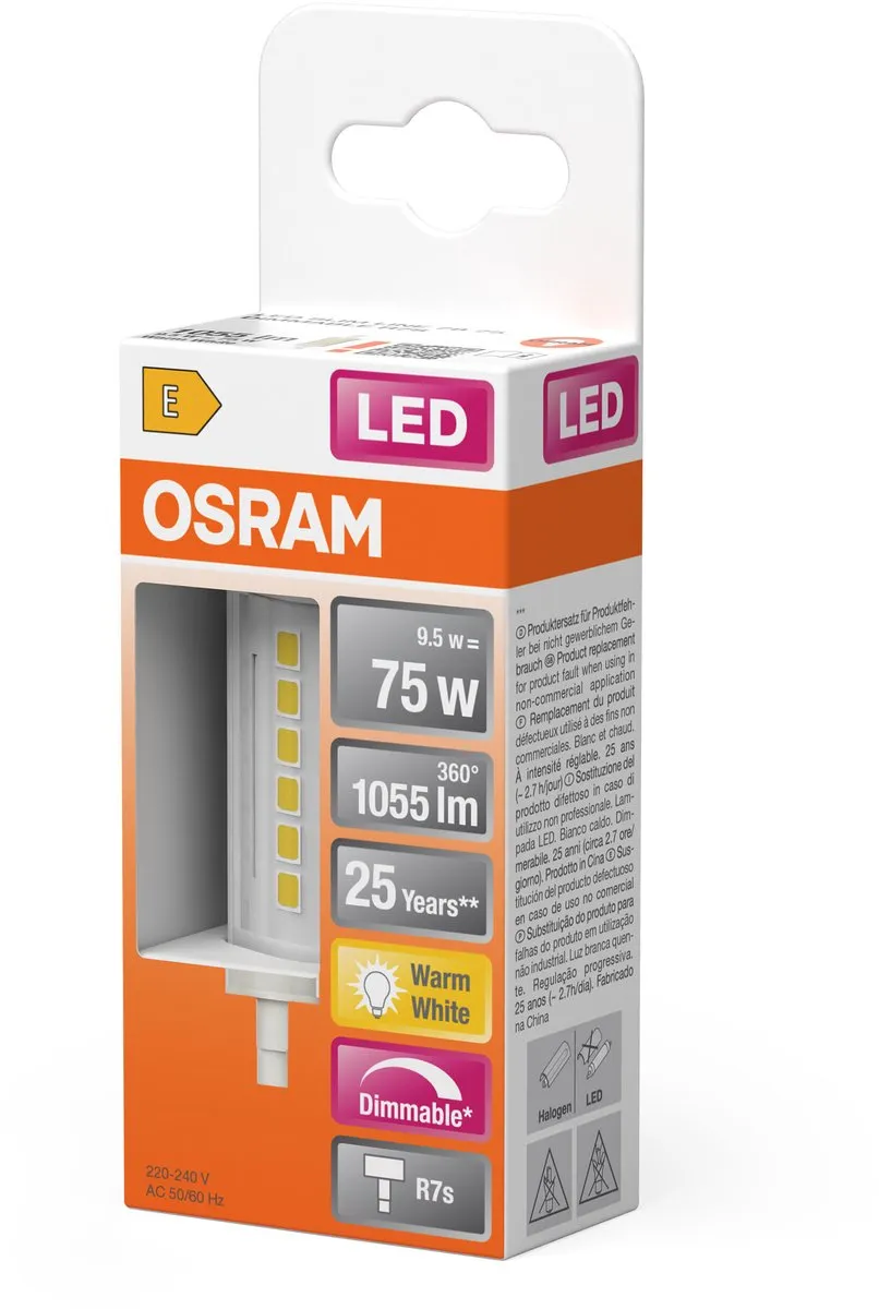 Osram LED Slim Line R7s 9,5W 1055lm Warm Wit - Helder Glas