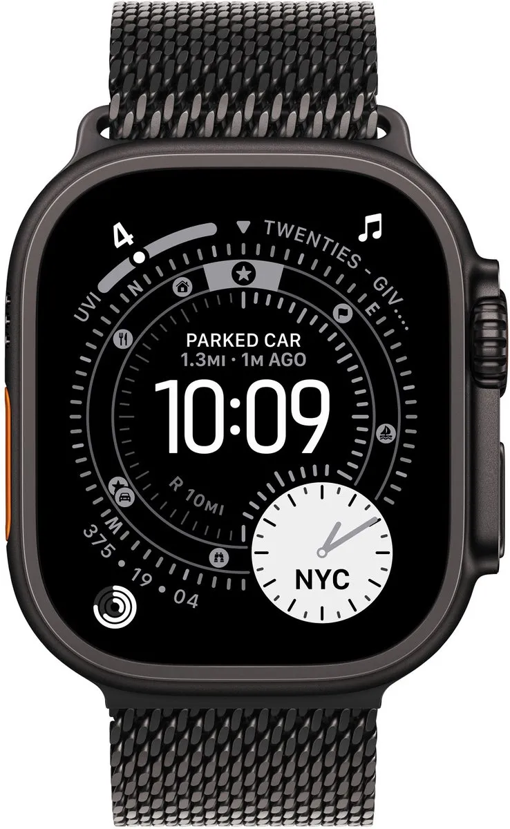Apple Watch Ultra 2 49mm Black Titanium Milanese Loop - L