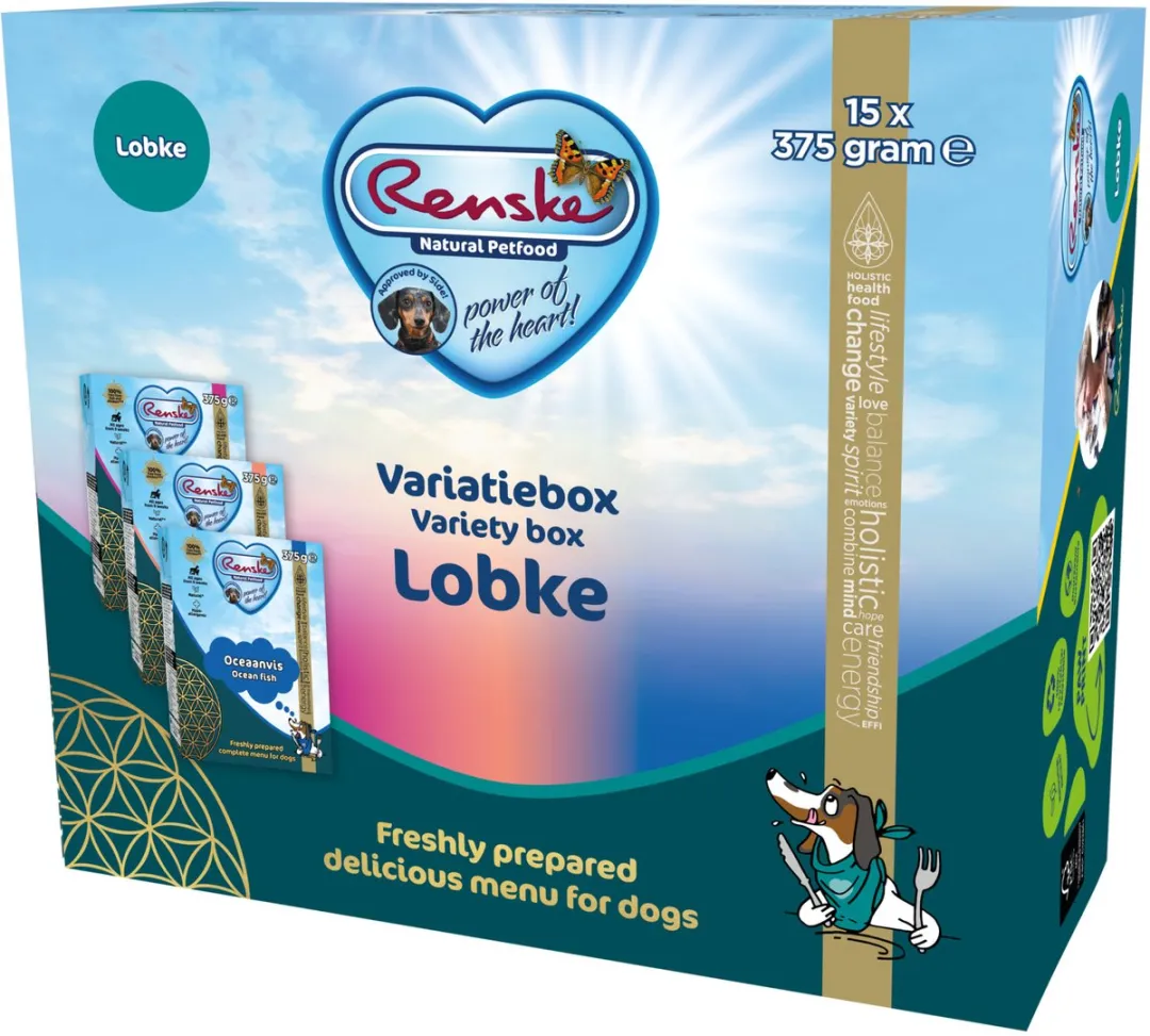 Renske Variatiebox Lobke Hondenvoer Lam/Zalm/Oceaanvis 15x375g