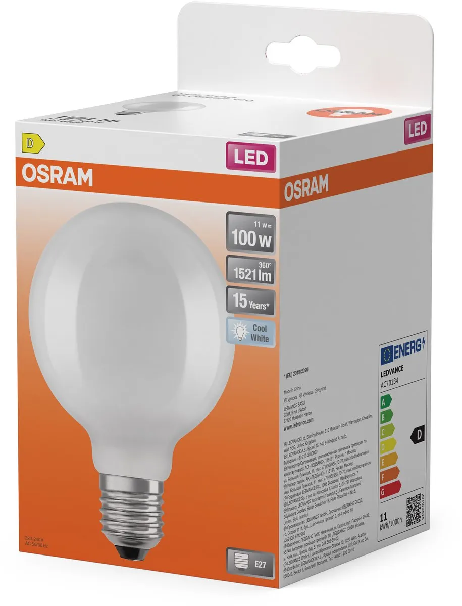 Osram LED-lamp E27 11W 4000K Koelwit - Mat Glas